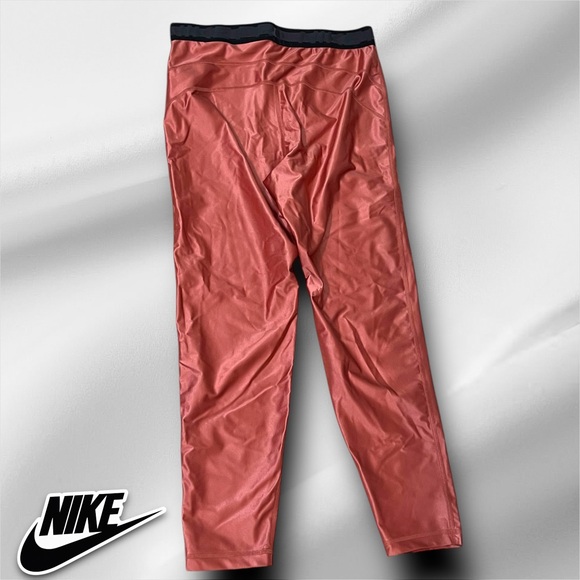 NIKE Pro High Rise Leggings DA0570-671 Canyon Rust Metallic link logo band - Picture 8 of 9